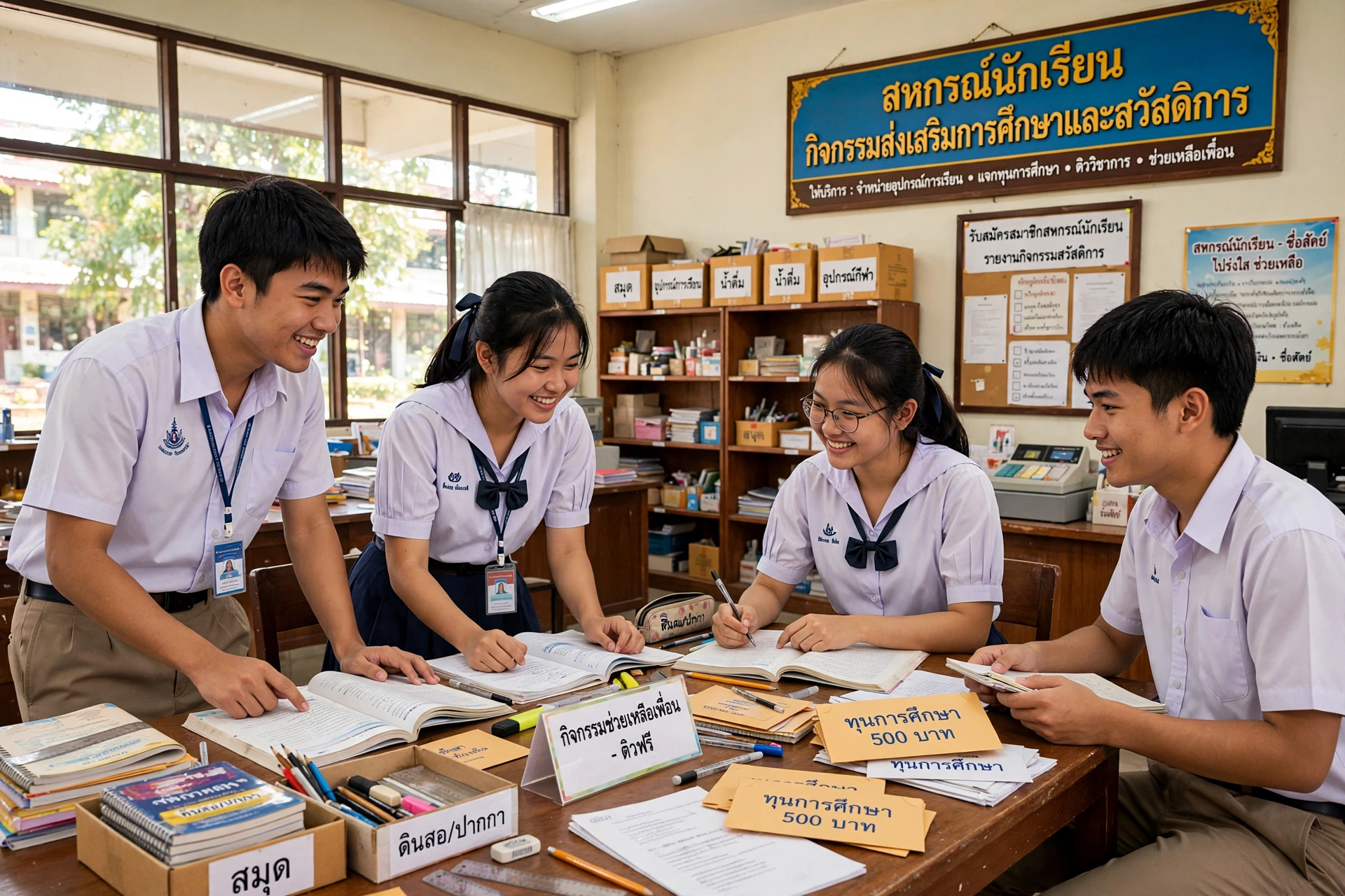 สหกรณ์นักเรียน 4) กิจกรรมส่งเสริมการศึกษาและสวัสดิการ